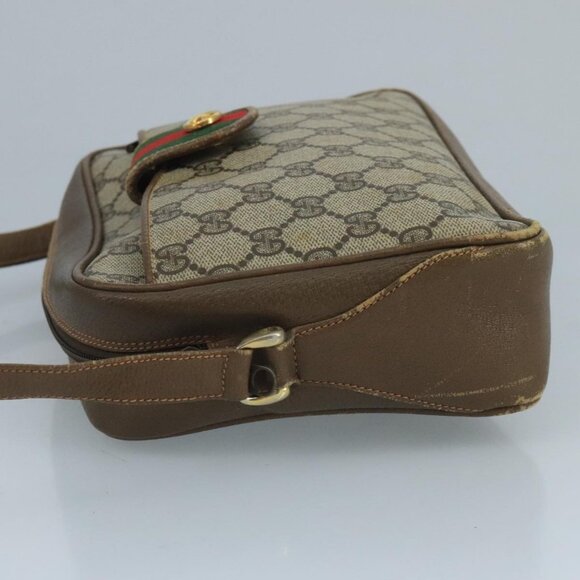 GUCCI GG Supreme Web Sherry Line Shoulder Bag PVC Beige Red Green Auth 111654 - Picture 6 of 16